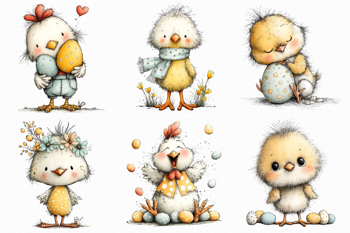 Whimsical Easter Chicken Clipart, an Illustration by Libby Wishes (Photo 2 of 9)