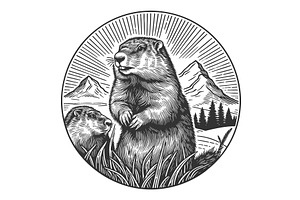 Vintage Groundhog Illustration, an Animal Illustration by AlexArt