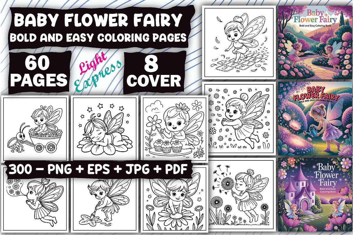 Baby Flower Fairy Coloring Pages, an Illustration by LightExpress (Photo 1 of 4)