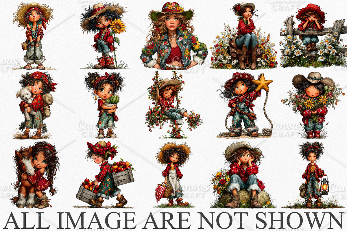 Whimsical Summer Western Girl PNG, an Illustration by Canvas Craft (Photo 4 of 7)