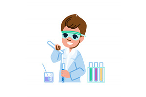 Young scientist pouring liquid into, an Illustration by pikepicture