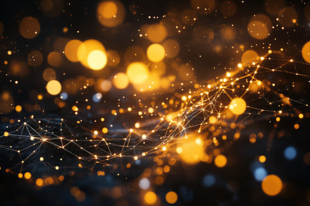 A mesmerizing abstract background featuring a network of glowing golden and blu, an Industrial Photo by Textures & Backgrounds