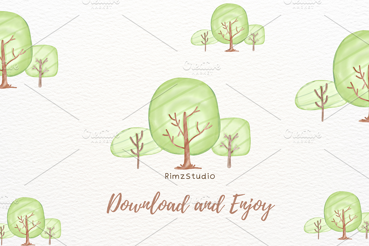 Watercolor Trees Clipart PNG, a Seasonal Illustration by RimzStudio (Photo 6 of 6)