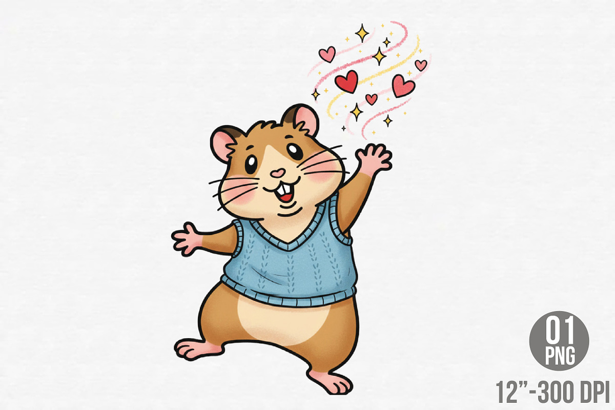 Hamster Hearts Valentine Clipart, an Illustration by Designking (Photo 1 of 6)