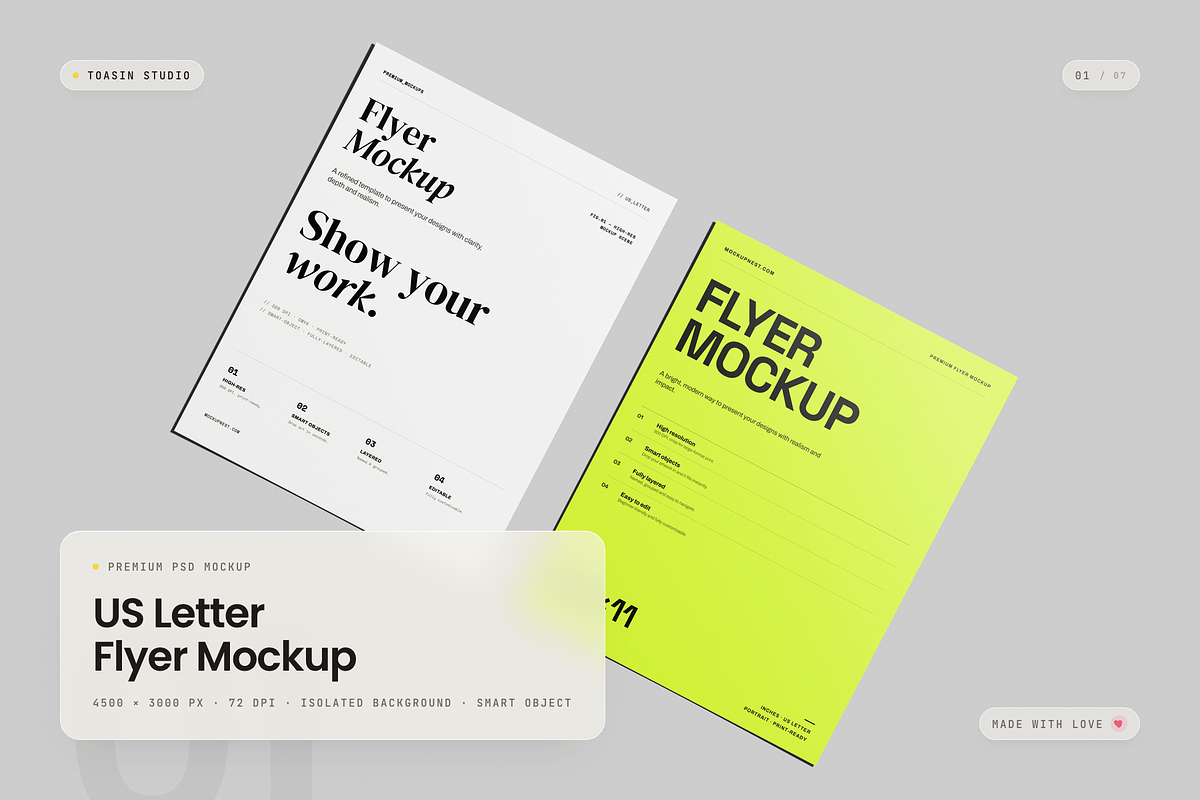US Letter Flyer Mockup, an Advertising Mockup by Toasin Studio (Photo 1 of 7)
