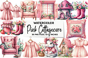 Pink Cottagecore Clipart, an Illustration by DreamArtGraphic (Thumbnail 1 of 5)