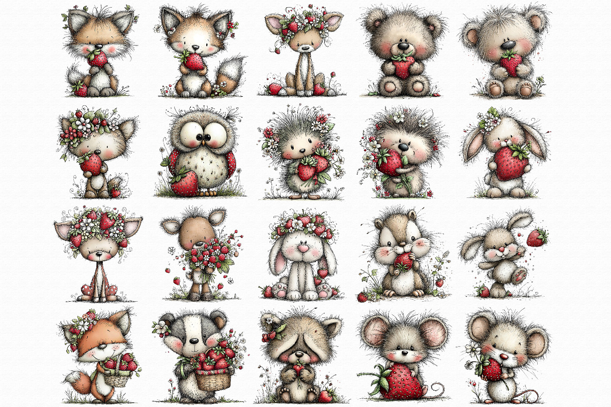 Whimsical Woodland Strawberry Clipar, an Illustration by Libby Wishes (Photo 2 of 7)