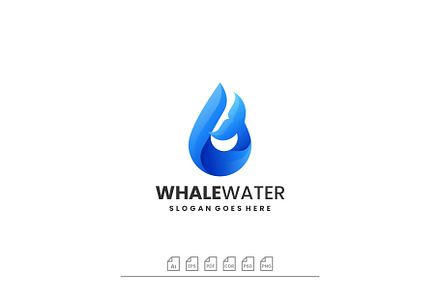 Logo Whale Water Gradient Colorful