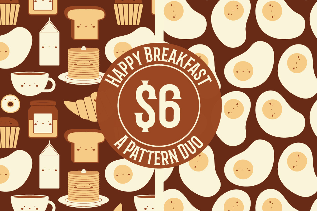 Happy Breakfast Seamless Pattern, a Pattern Graphic by K McCormack Designs (Photo 1 of 5)