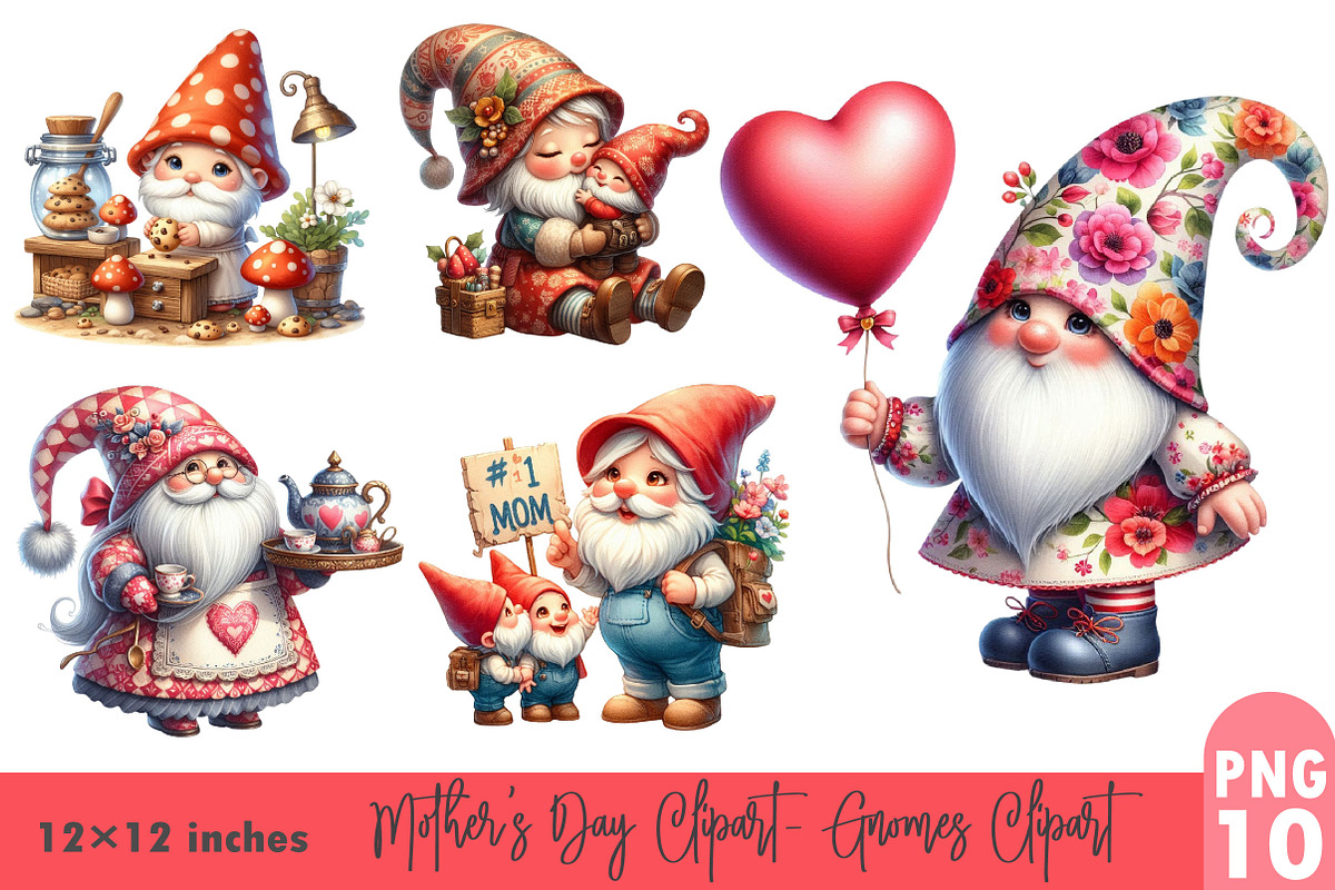 Mother's Day Clipart- Gnomes Clipart, a Graphic by CitraGraphics (Photo 1 of 3)