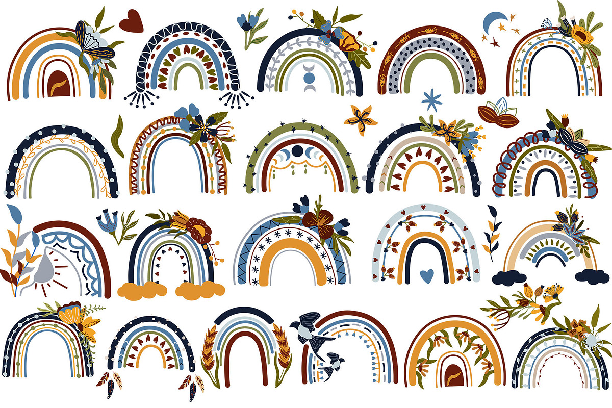 Boho Rainbows, Floral Rainbows, a Decorative Illustration by Usis (Photo 4 of 10)