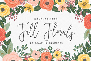 Hand Painted Fall Flowers, an Illustration by Indie Grace Design