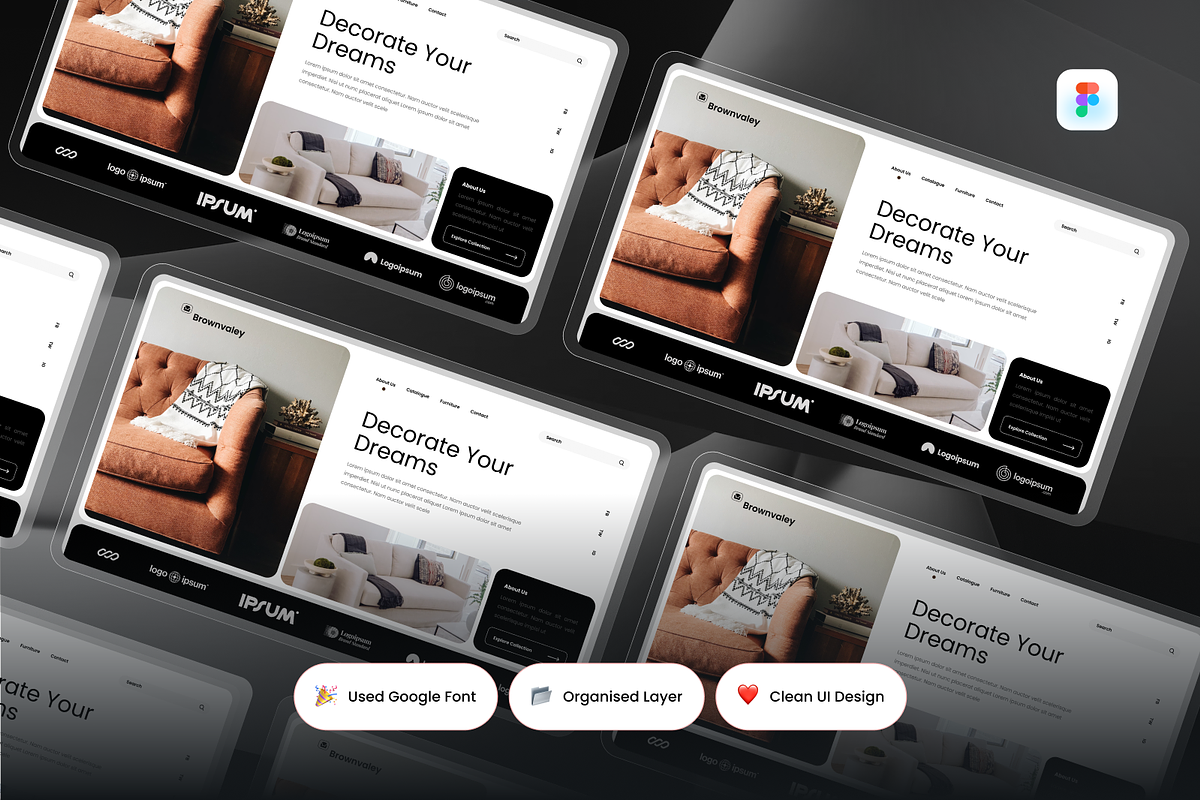 Brwly - Modern Furniture Hero Header, an UI Kit Template by SquidPixey (Photo 2 of 3)