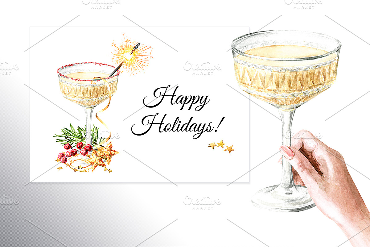 Festive Champagne, a Food Illustration by Daria Ustiugova (Photo 5 of 10)
