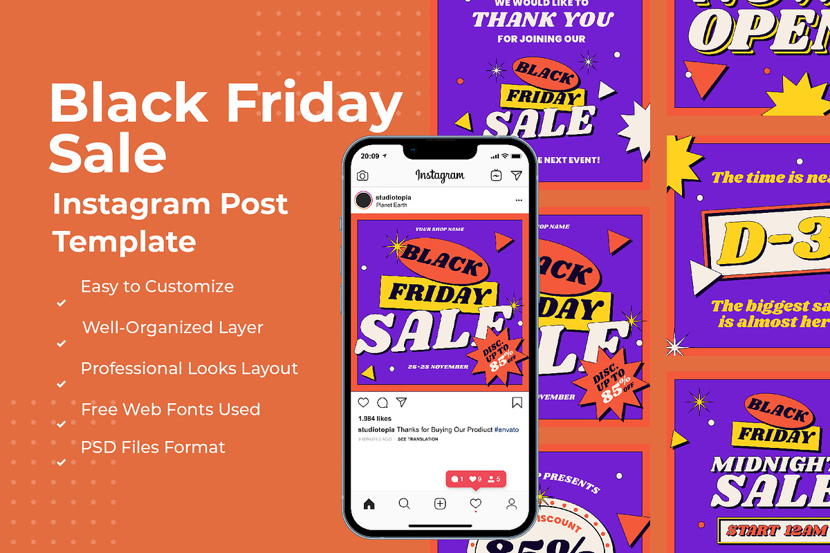 Black Friday Instagram Post, a Social Media Template by edukka