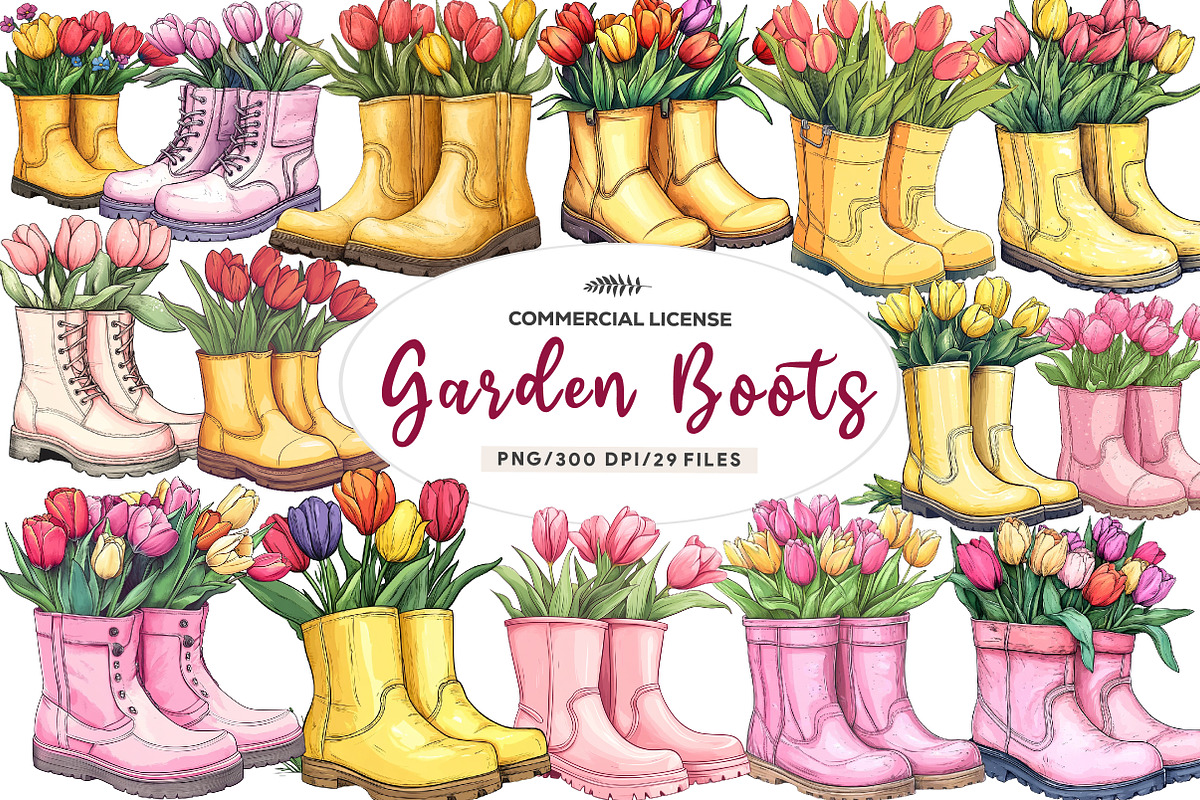 Garden Boots Sublimation Clipart, an Illustration by CreationArt (Photo 1 of 5)