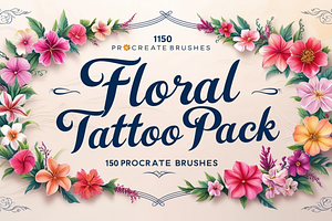 Floral Tattoo Pack - 150 Procreate