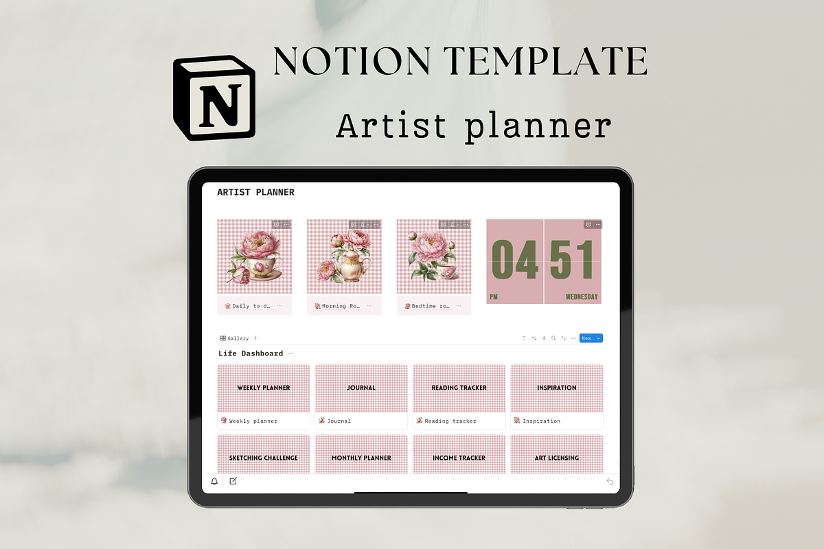 Notion artist planner, a Design Template by Petite Zakka Boutique (Photo 1 of 9)