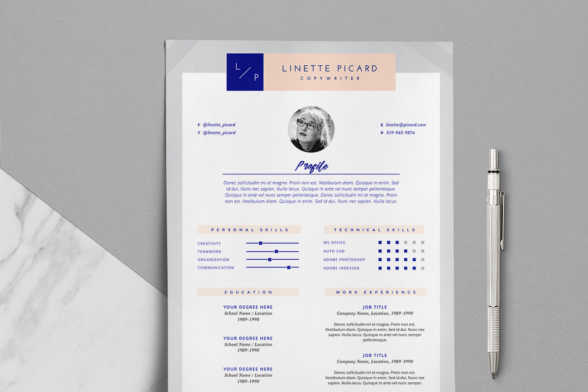 3-Page Resume Template / Linette, a Resume Template by This Paper Fox (Photo 1 of 5)