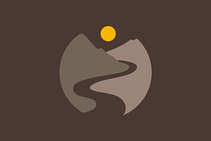 road with desert peak sunset logo, a Branding & Logo Template by devastd