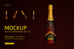 Matte Champagne Bottle Mockup Set, a Packaging Mockup by Country4k