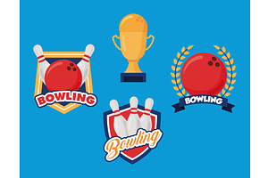 bowling sport four icons, a Sport Illustration by studiogstock