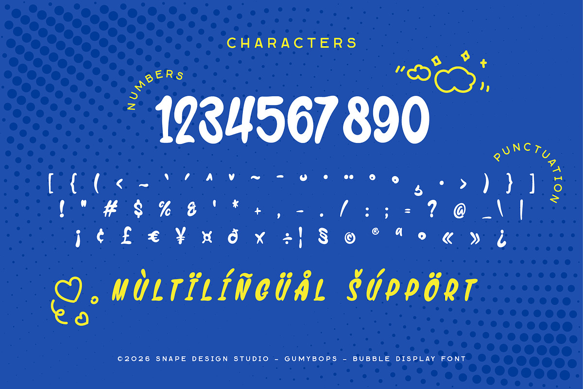 Gumybops - Bubble Display Font, a Sans Serif Font by Snape Design Studio (Photo 4 of 12)