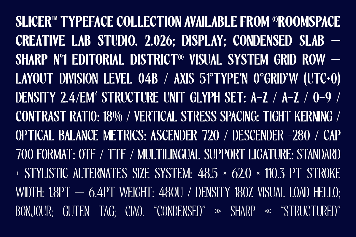 Slicer – Modern Condensed Sans Serif, a Sans Serif Font by roomspace creative lab (Photo 10 of 12)