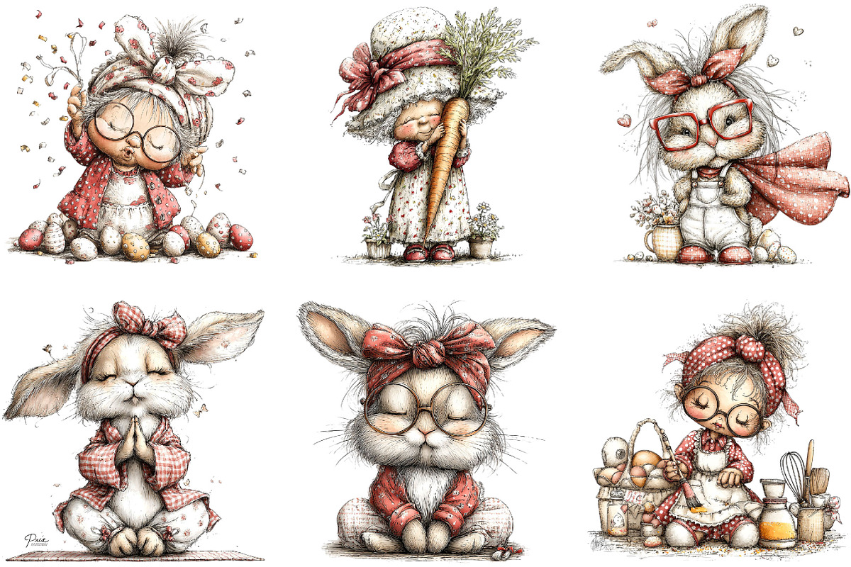 Whimsical Easter Funny Old Lady Clip, an Illustration by Designking (Photo 5 of 5)