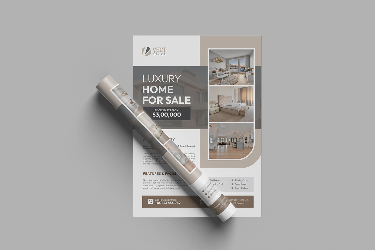 Luxury Home Sale Flyer, a Flyer Template by VectStock (Photo 2 of 5)