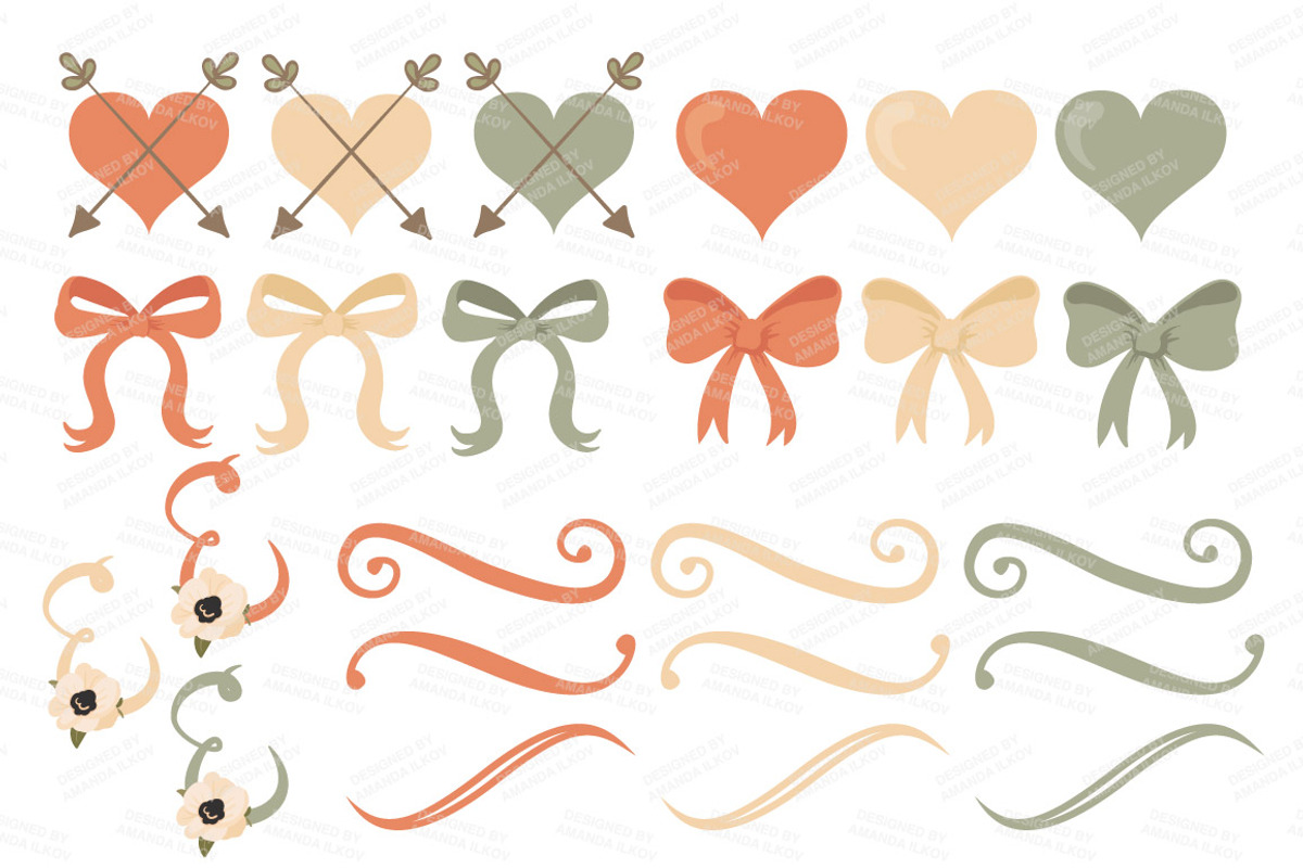 Peach Floral Wedding Bicycle Vectors, an Illustration by Amanda Ilkov (Photo 5 of 5)