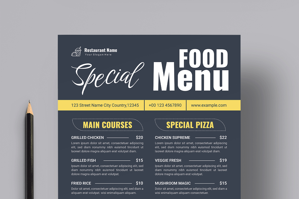 Restaurant Food Menu Template Design, a Flyer Template by MightyDesign (Photo 4 of 8)