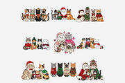 Christmas Cat Groups Clipart Bundle, a Seasonal Illustration by Tanya Kart (Thumbnail 7 of 10)