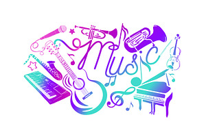 Abstract Music violet-blue. Many, an Illustration by Nenahliadava Design