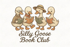 Silly Goose Book Club Reading PNG, an Illustration by CraftArtStudio