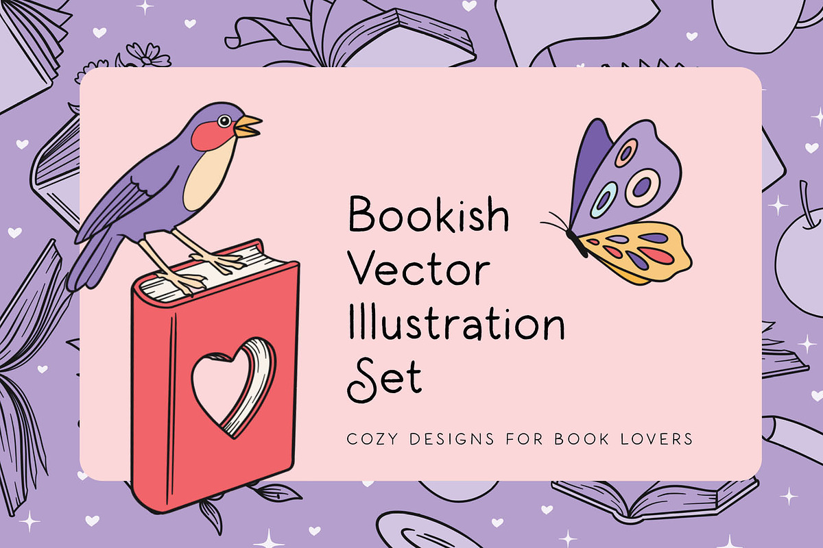 Bookish Vector Illustration Set, an Object Graphic by Pencil Twist