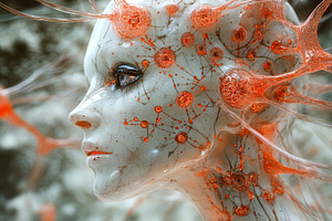 Intricate sculpture of a humanoid he, a Photo by Tanuart