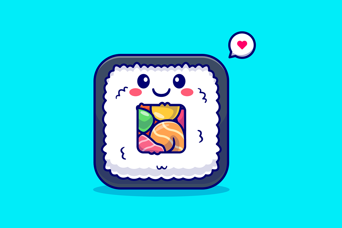 Cute Sushi Salmon Roll Cartoon, a Food Illustration by Catalyst Labs