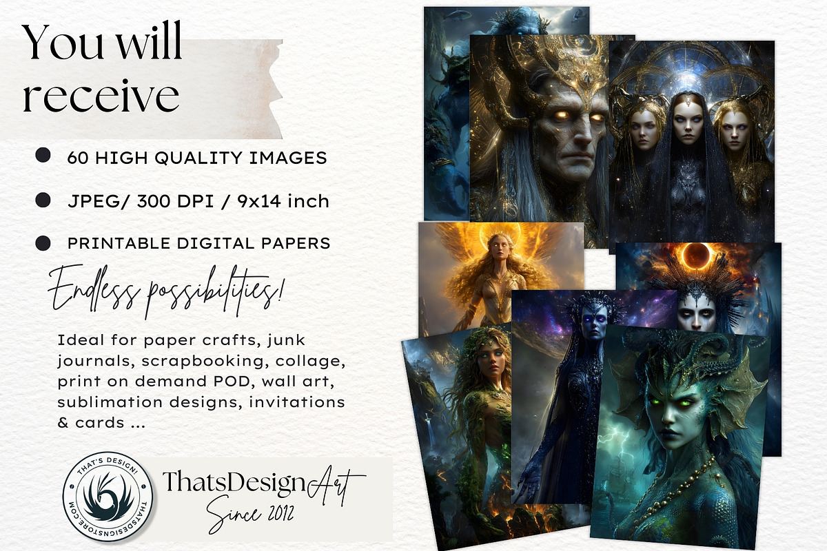 Primordial Greek Gods Digital Papers, a Person Illustration by ThatsDesignArt (Photo 2 of 10)