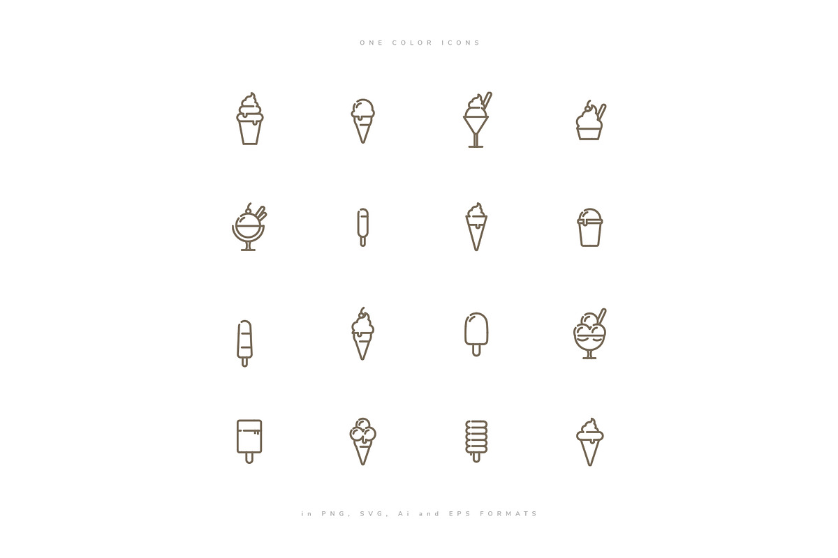 Ice Cream Line Icons, an Outline Icon by blauananas (Photo 7 of 7)