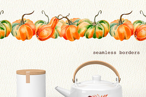 Autumn Plants Watercolor Clipart