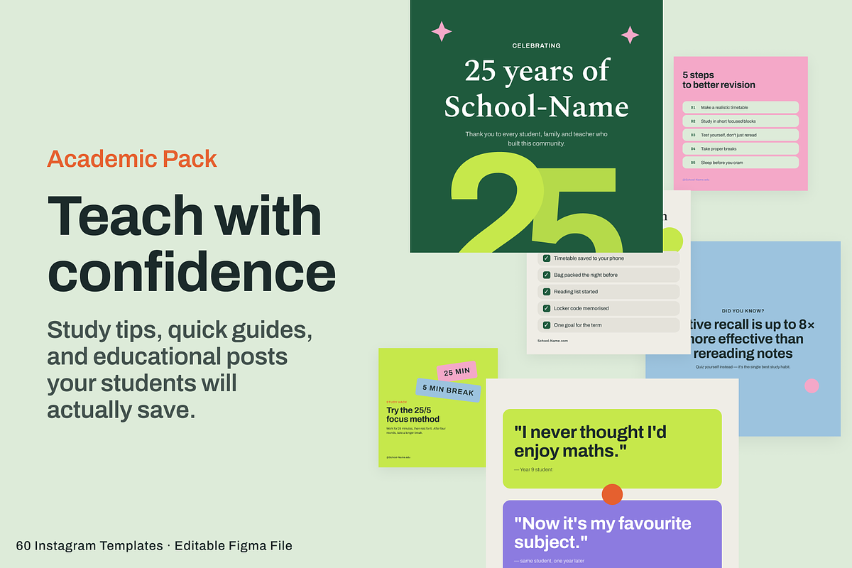 60 Academic instagram -Canva & Figma, a Social Media Template by xStudio (Photo 3 of 6)