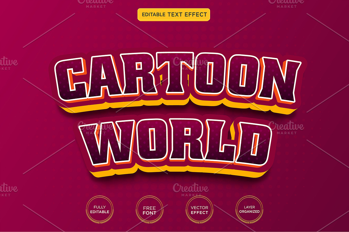 Cartoon World Editable Text Effect, a Layer Style Add-On by bdrobin (Photo 1 of 2)