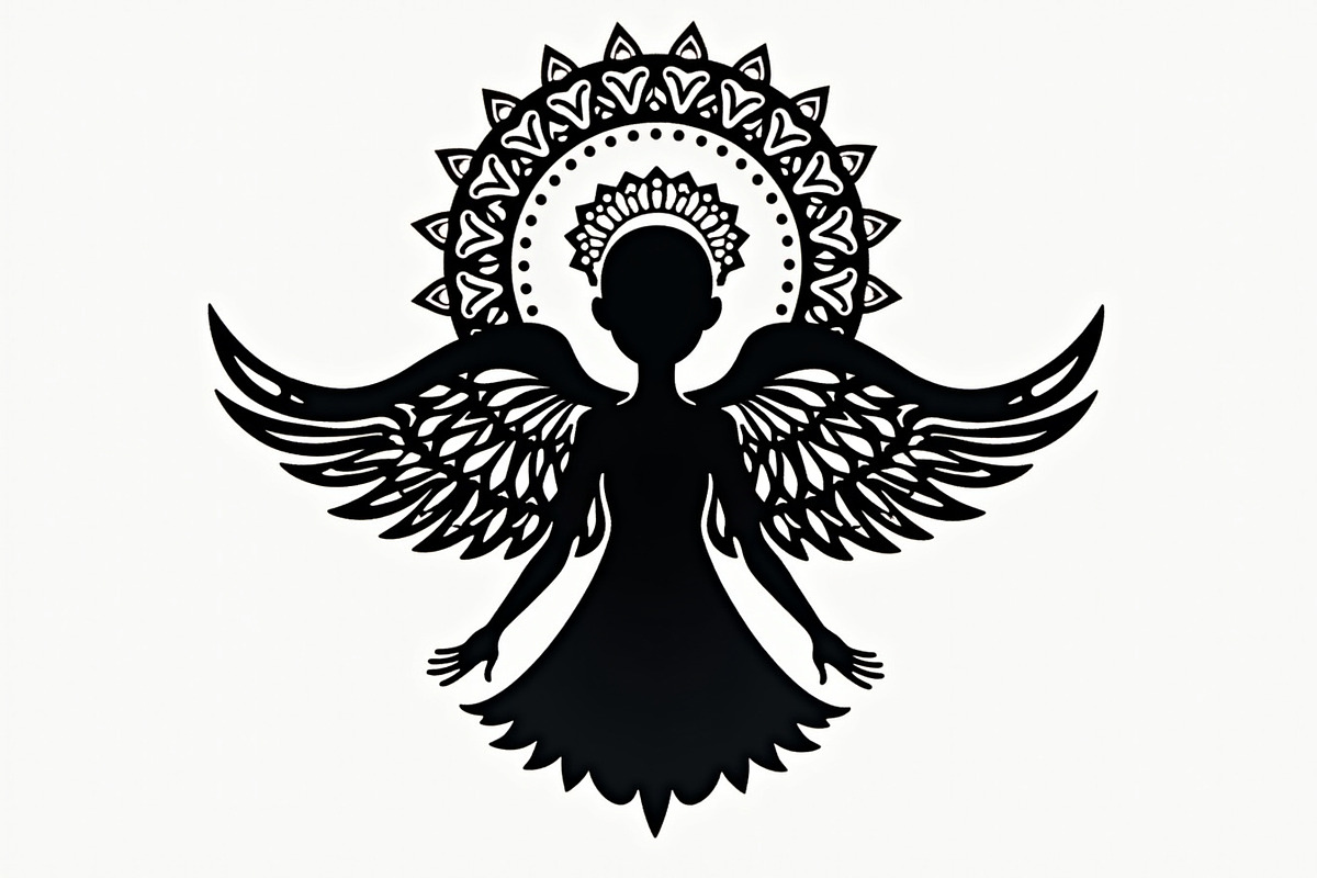 Ornate Angel Silhouette Graphic, an Illustration by Designs_River (Photo 3 of 9)