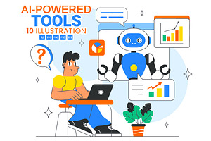 10 AI Powered Tools Illustration, a Technology Illustration by denayunebgt