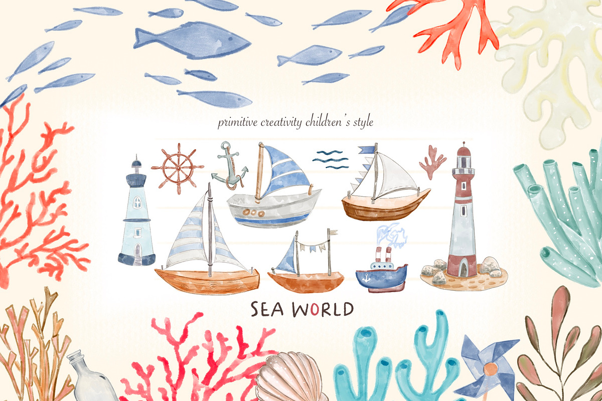 Sea world ,Baby pictures,PNG clipart, a Decorative Illustration by Hello My Print (Photo 8 of 9)