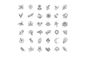 Set of flowers and herbs icons, an Object Illustration by Tettygreen