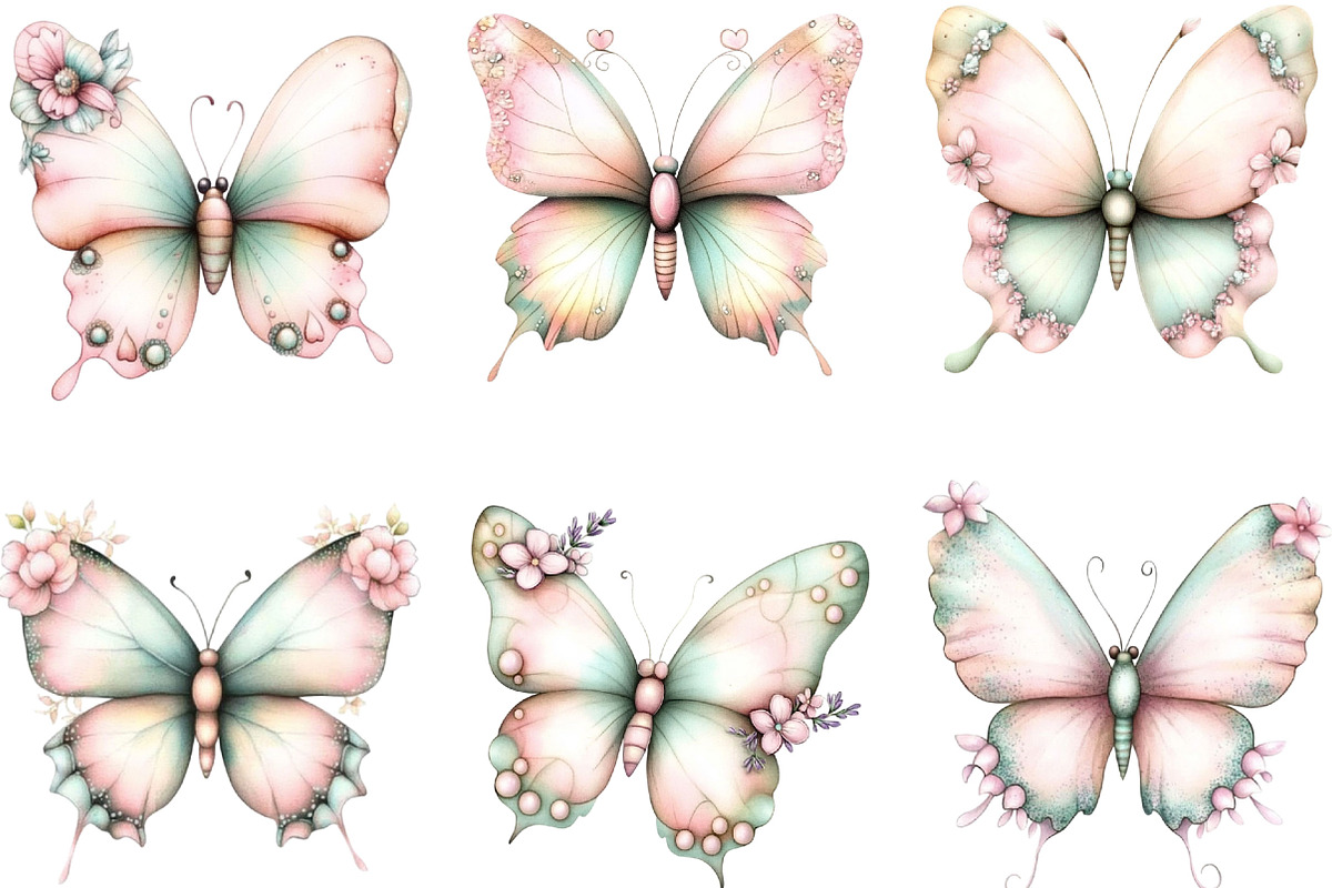 Watercolor Pink Spring Butterfly, an Illustration by Designking (Photo 5 of 5)