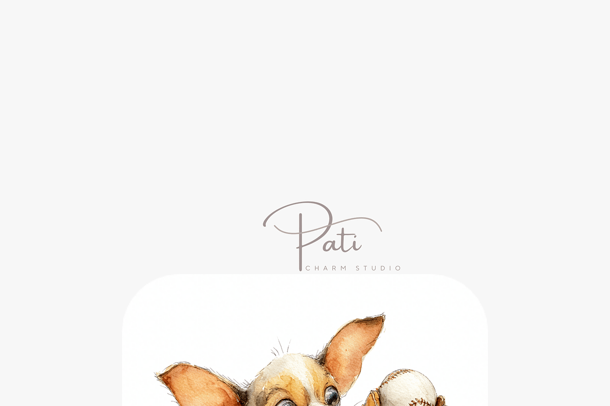 20 Quirky Baseball Dog Clipart, a Decorative Illustration by Pati Charm Studio (Photo 6 of 8)