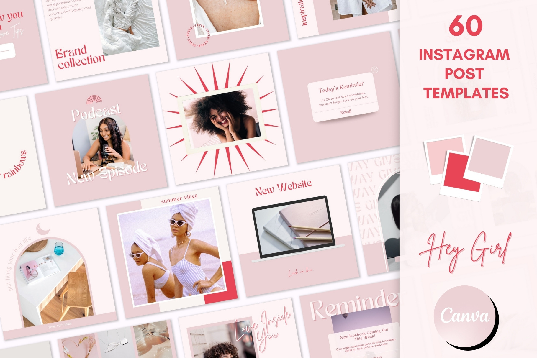 Pink Instagram Post Templates Canva, a Social Media Template by Boltik ...